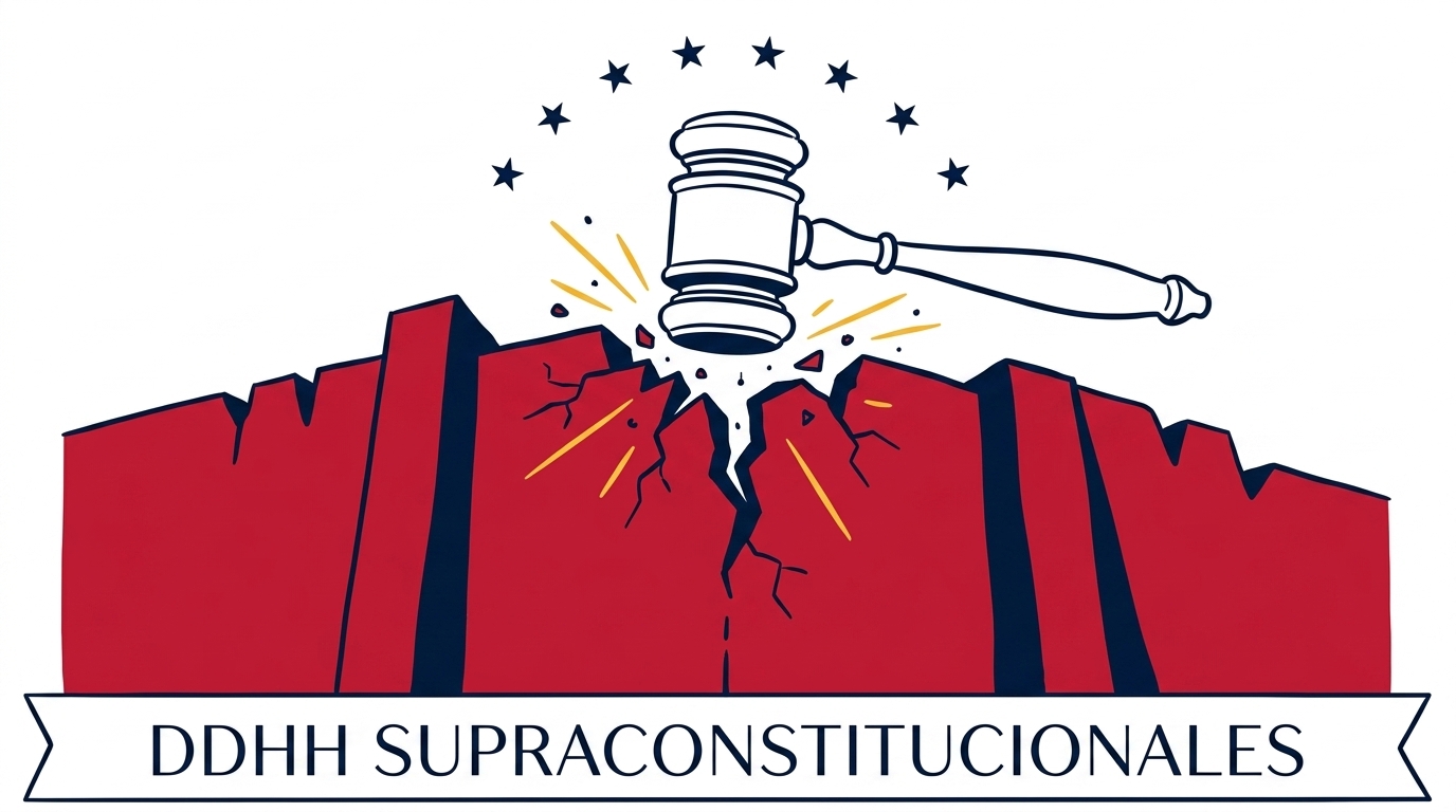 Imagen editorial de la columna "DDHH supraconstitucionales" publicada por el Dr. Ramón Flores Carrillo el 14 de febrero de 2011